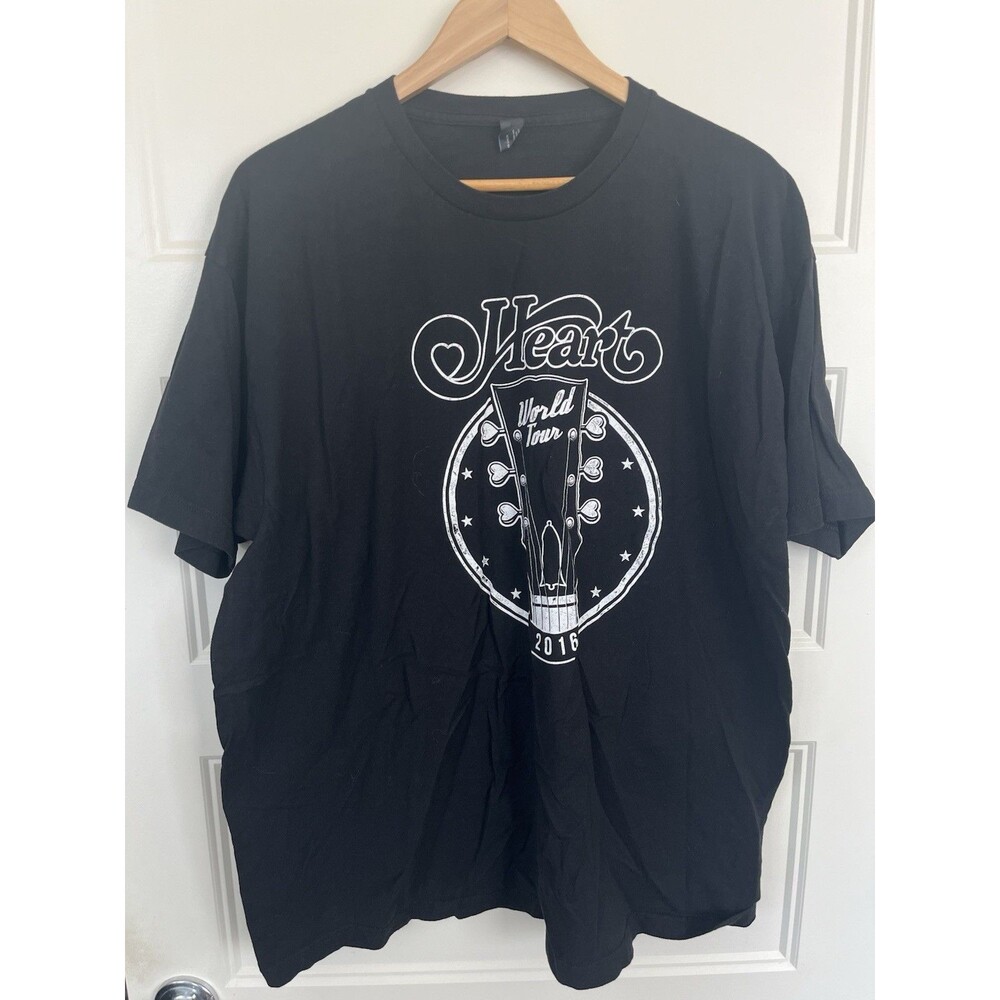 Heart Band 2016 World Tour Concert T-Shirt Black Guitar Graphic Logo Tee XXL 2XL
